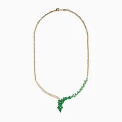 Necklaces & Pendants|Effy Jewelry Brasilica 14K Yellow Gold Emerald and Diamond Necklace