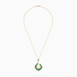 Necklaces & Pendants|BH Multi Brasilica 14K Yellow Gold Emerald and Diamond Pendant