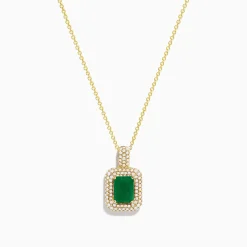 Necklaces & Pendants|Effy Jewelry Brasilica 14K Yellow Gold Emerald and Diamond Pendant