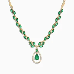 Necklaces & Pendants|Effy Jewelry Brasilica 14K Yellow Gold Emerald and Diamond Necklace, 9.74 TCW