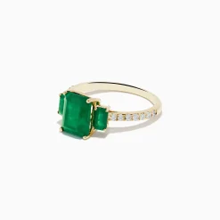 Rings|Effy Jewelry Brasilica 14K Yellow Gold Emerald and Diamond Ring