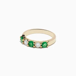 Rings|Effy Jewelry Brasilica 14K Yellow Gold Emerald and Diamond Band Ring