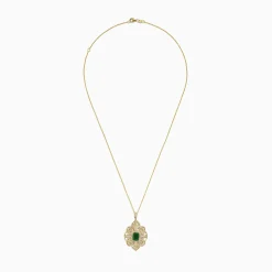 Necklaces & Pendants|Effy Jewelry Brasilica 14K Yellow Gold Emerald u0026 Diamond Filigree Pendant, 1.62 TCW