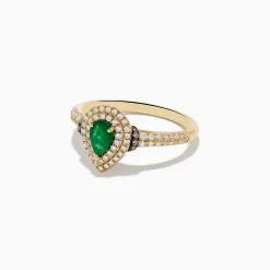 Rings|Effy Jewelry Brasilica 14K Yellow Gold Emerald, White and Espresso Diamond Ring
