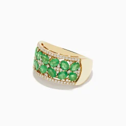 Rings|BH Multi Brasilica 14K Yellow Gold Emerald and Diamond Ring