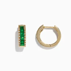 Earrings|Effy Jewelry Brasilica 14K Yellow Gold Emerald and Diamond Earrings, 1.53 TCW