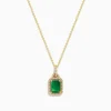 Necklaces & Pendants|Effy Jewelry Brasilica 14K Yellow Gold Emerald u0026 Diamond Pendant, 1.62 TWC