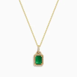 Necklaces & Pendants|Effy Jewelry Brasilica 14K Yellow Gold Emerald u0026 Diamond Pendant, 1.62 TWC