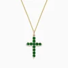 Necklaces & Pendants|BH Multi Brasilica 14K Yellow Gold Emerald and Diamond Cross Pendant, 1.34 TCW