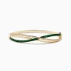 Bracelets|Effy Jewelry Brasilica 14K Yellow Gold Emerald and Diamond Bangle