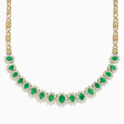 Necklaces & Pendants|BH Multi Brasilica 14K Yellow Gold Emerald and Diamond Necklace