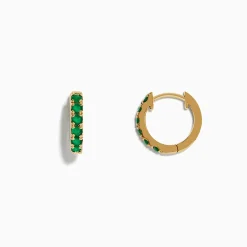Earrings|Effy Jewelry Brasilica 14K Yellow Gold Emerald Huggie Earrings