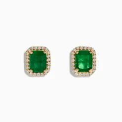 Earrings|Effy Jewelry Brasillica 14K Yellow Gold Emerald and Diamond Earrings