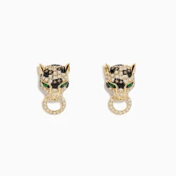 Earrings|BH Multi Brasillica 14K Yellow Gold Emerald, Espresso and White Diamond Earring