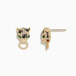 Earrings|BH Multi Brasillica 14K Yellow Gold Emerald, Espresso and White Diamond Earring