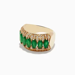 Rings|Effy Jewelry Brasillica 14K Yellow Gold Emerald and Diamond Ring