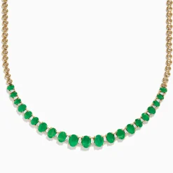 Necklaces & Pendants|Effy Jewelry Brasillica 14K Yellow Gold Emerald and Diamond Necklace