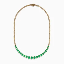 Necklaces & Pendants|Effy Jewelry Brasillica 14K Yellow Gold Emerald and Diamond Necklace