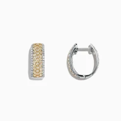 Earrings|Effy Jewelry Canare 14K Gold 5/8" Pave Yellow Diamond Hoop Earrings, 1.26 TCW