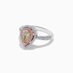 Rings|Effy Jewelry Canare 18K Pear Shaped Yellow Diamond and Pink Diamond Halo Ring 1.52 TCW