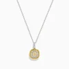 Necklaces & Pendants|Effy Jewelry Canare 14K 2-Tone Gold Cushion Double Halo Yellow Diamond Pendant