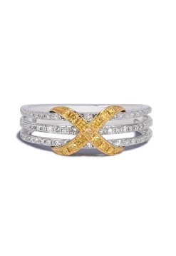 Rings|Effy Jewelry Canare 14K 2-Tone Gold Yellow and White Diamond Band, 0.35 TCW