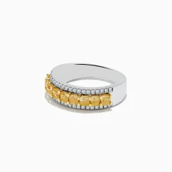 Rings|Effy Jewelry Canare 18k Two Tone Gold Cushion Cut Yellow Diamond Band 1.70 TCW