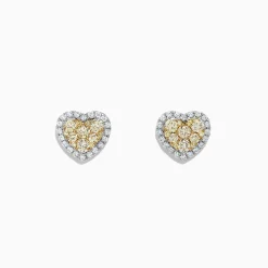 Earrings|Effy Jewelry Canare 14K Two Tone Gold Heart Shaped Yellow Diamond Earrings, 0.96 TCW