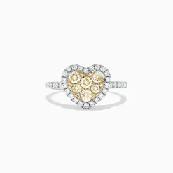 Rings|Effy Jewelry Canare 14K Two Tone Gold Heart Shaped Yellow Diamond Heart Ring, 0.77 TCW