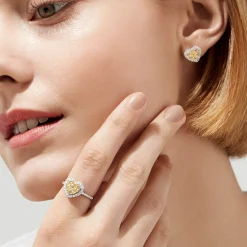 Rings|Effy Jewelry Canare 14K Two Tone Gold Heart Shaped Yellow Diamond Heart Ring, 0.77 TCW