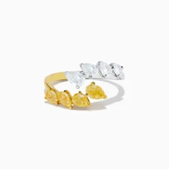 Rings|Effy Jewelry Canare 18K Two Tone Gold White u0026 Yellow Diamond Bypass Ring