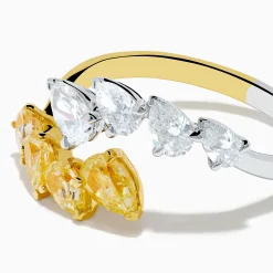 Rings|Effy Jewelry Canare 18K Two Tone Gold White u0026 Yellow Diamond Bypass Ring