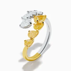 Rings|Effy Jewelry Canare 18K Two Tone Gold White u0026 Yellow Diamond Bypass Ring