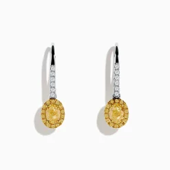 Earrings|Effy Jewelry Canare 18K Two Tone Gold White and Yellow Diamond Drop Earrings