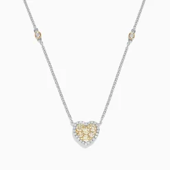 Necklaces & Pendants|Effy Jewelry Canare 14K Two Tone Gold Yellow Diamond Heart Necklace, 0.71 TCW