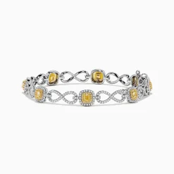 Bracelets|BH Multi Canare 14K Two Tone Gold Yellow and White Diamond Infinity Tennis Bracelet 3.34 TCW