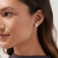 Earrings|BH Multi Canare 14K Two Tone Gold Yellow Diamond Bouquet Halo Earrings, 0.98 TCW