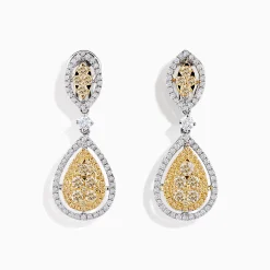 Earrings|Effy Jewelry Canare` 14K Two Tone Yellow and White Diamond Earrings