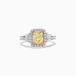 Rings|Effy Jewelry Canare 18K Two-Tone Gold Cushion Cut Yellow Diamond Ring, 2.19 TCW