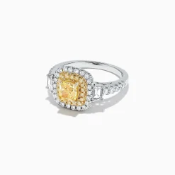 Rings|Effy Jewelry Canare 18K Two-Tone Gold Cushion Cut Yellow Diamond Ring, 1.98 TCW