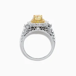 Rings|Effy Jewelry Canare 18K Two-Tone Gold Cushion Cut Yellow Diamond Ring, 1.98 TCW