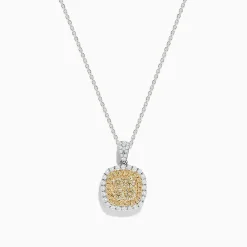 Necklaces & Pendants|Effy Jewelry Canare 14K Two-Tone Gold Cushion Shaped Cluster Yellow Diamond Pendant