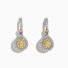 Earrings|Effy Jewelry Canare 18K Two-Tone Gold Double Halo Pear Shaped Yellow Diamond Earrings, 0.99 TCW