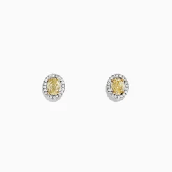 Earrings|Effy Jewelry Canare 18K Two-Tone Gold Oval Yellow Diamond Stud Earrings, 0.51 TCW