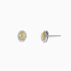 Earrings|Effy Jewelry Canare 18K Two-Tone Gold Oval Yellow Diamond Stud Earrings, 0.51 TCW