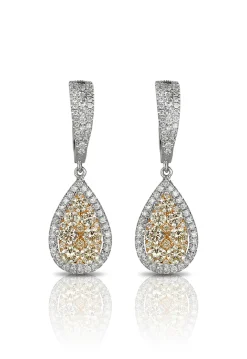 Earrings|Effy Jewelry Canare 14K Two-Tone Gold Pear Shaped Yellow Diamond Drop Earrings, 2.07 TCW
