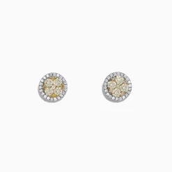 Earrings|Effy Jewelry Canare 14K Two-Tone Gold Yellow and White Diamond Earrings, 1.08 TCW