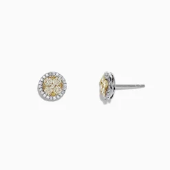 Earrings|Effy Jewelry Canare 14K Two-Tone Gold Yellow and White Diamond Earrings, 1.08 TCW