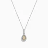 Necklaces & Pendants|Effy Jewelry Canare 18K Two-Tone Gold Yellow and White Diamond Teardrop Pendant