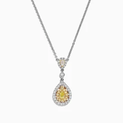 Necklaces & Pendants|Effy Jewelry Canare 18K Two-Tone Gold Yellow and White Diamond Pendant, 0.74 TCW